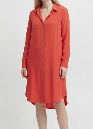 Яскрава сукня-сорочка ichi (данія), віскоза, колір кораловий