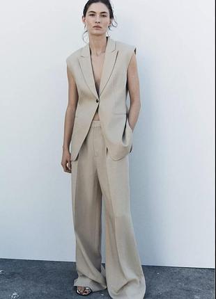 Брюки льон палаццо zara