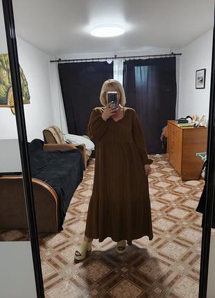 Длинное ярусное платье в пол батал платье женское макси платье большого размера.