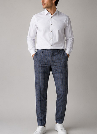 Класичні чоловічі штани tamis у клітинку 54 розмір сині smart casual