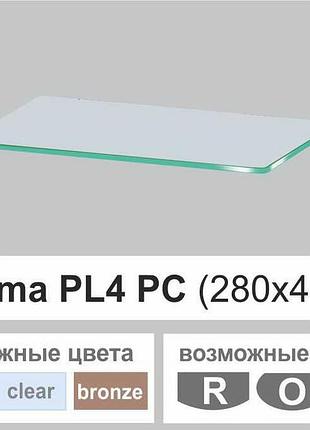 Стеклянная полочка настенная навесная прямоугольная commus pl4 pc (280х440х8мм)