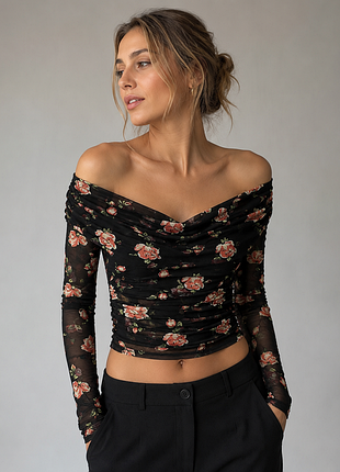 Кофтинка в сетку на плече topshop размер xs-s