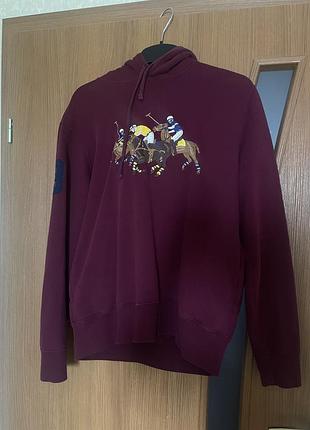 Худі polo ralph lauren худи polo ralph lauren triple pony бордового цвета.