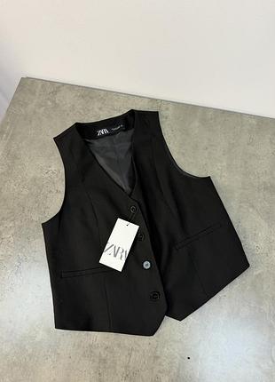 Женский черный жилет костюм zara зара жилетка