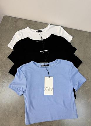 Женский укороченый топ из вискозы zara короткая майка футболка зара