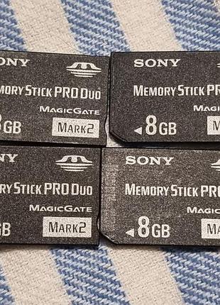 Карта памяти 8 гб sony mark 2 16.1-16.5/17.1 memory stick pro duo memorystick mark2 сони мемористик psp