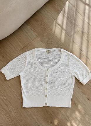 Біла ажурна кофта-кардиган papaya 100% cotton | розмір xl