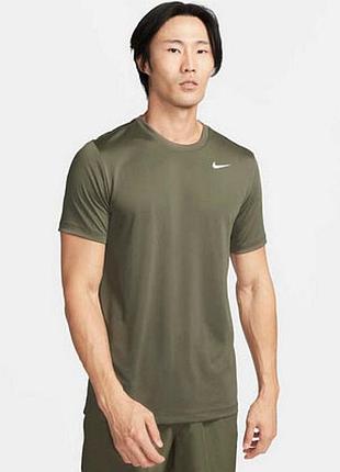 Чоловіча фітнес-футболка nike dri-fit seasonal legend (колір грубий зелений) розмір l