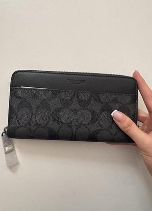 Coach accordion wallet у фірмовому чорному кольорі з логотипом "signature canvas" оригінал