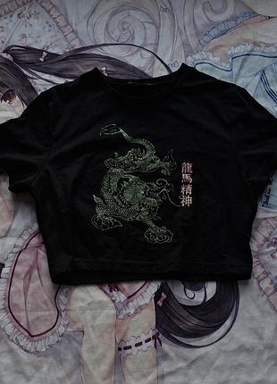 Кроп топ с драконом y2k opium sk8 гранж готика топ винтаж японский стиль нефор майка vintage grunge готика