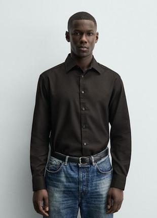Рубашка zara структурная 19839 brown l