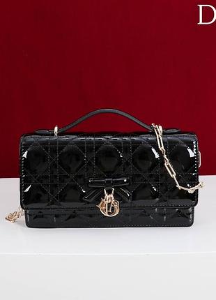 New!!!! 😍 сумка christian dior чорна лакова на цепочці та з ручкою