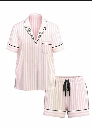Піжама (сорочка+шорти) victoria's secret flannel short pajama set