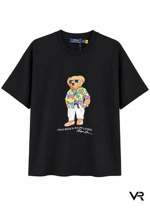 Футболка polo ralph lauren bear oversize black premium