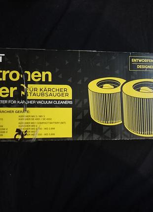 Набір патронних фільтрів 1element сумісний з багатьма пилососами kärcher, включаючи серії wd, mv та se.