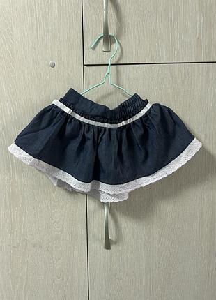 Джинсова спідниця з мереживом для дівчинки 👗