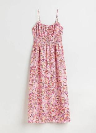 Сарафан платья миди цветочный принт хлопковый хлопок h&amp;m