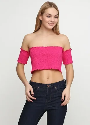 Топ женский zara m с открытыми плечами малиновый