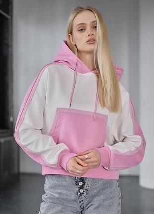 Жіноче худі staff twi white & pink oversize