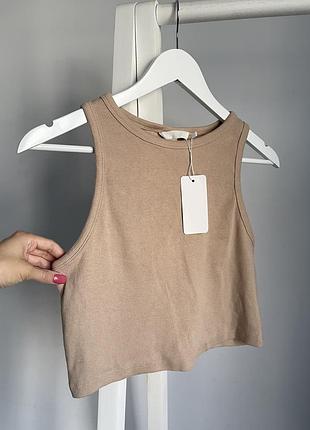 Пісочний топ в рубчик h&m