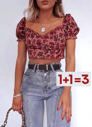 1+1=3 🎁 вкорочений топ у квітковий принт від in the style