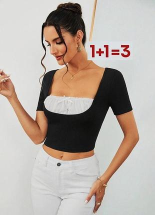 1+1=3 🎁вкорочений топ у рубчик від  shein