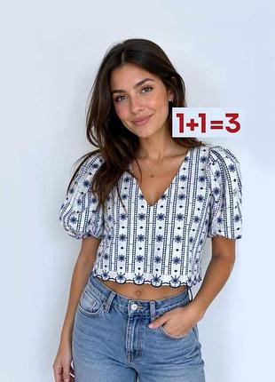 1+1=3 🎁 бавовняний топ з вишивкою від zara
