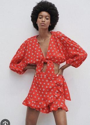 Костюм zara блуза и шорты юбка