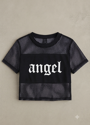 ​🖤 эффектный сетчатый кроп-топ "angel" от shein 🖤