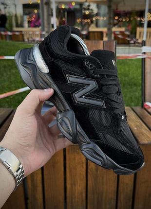 Кросівки new balance 9060, суто чорні (замша, сітка)