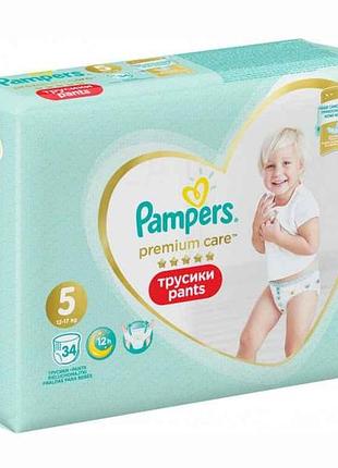 Подгузники-трусики premium care pants 5 12-17 кг 34 шт тм pampers