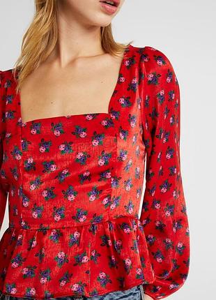 Блуза topshop червона в квітковий принт xs
