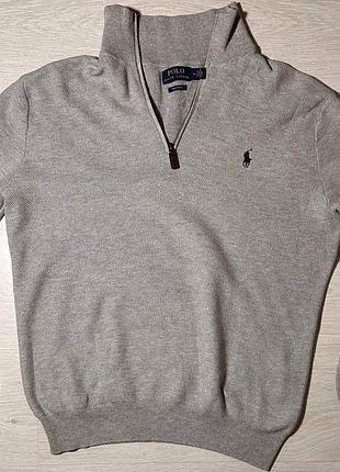 Светр polo ralph lauren сірий з блискавкою чоловічий m