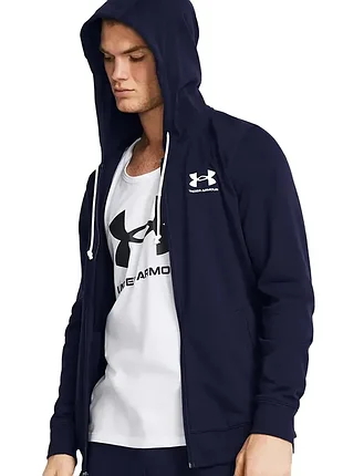 Толстовка мужская under armour ua rival terry lc fz синяя 1370409-410