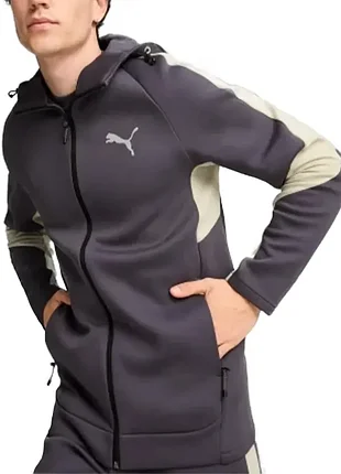 Мужская толстовка puma evostripe full-zip hoodie dk серая