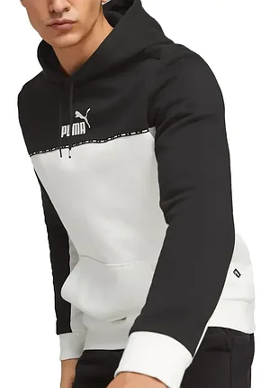 Толстовка чоловіча puma ess block x tape hoodie tr чорна