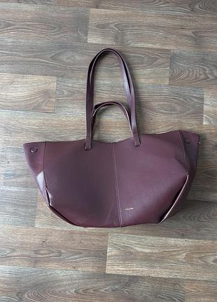 Жіночі шкіряна сумка трансформер tote bag polene cyme з подвійними ручками