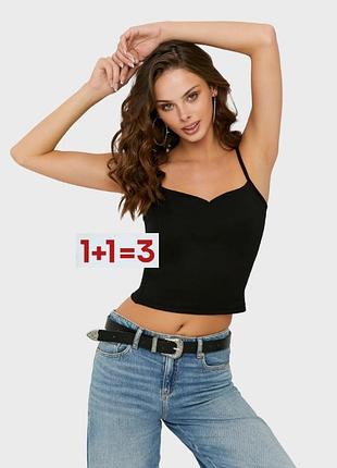 1+1=3 🎁 эластичная укороченная майка топ на бретелях от etam