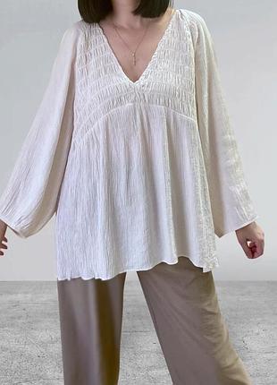 Повітряна блуза молочного кольору, р-р xl-2xl
