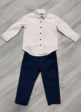 Белая рубашка next и брюки benetton для мальчика 2лет