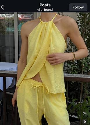 Костюм лляний м-l butter yellow