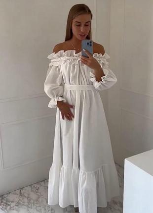 Біла лляна сукня ivina boutique s-м для весілля та хрестин