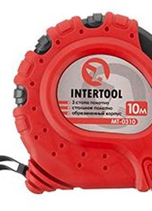 Рулетка intertool 10 м х 25 мм супер-магнит