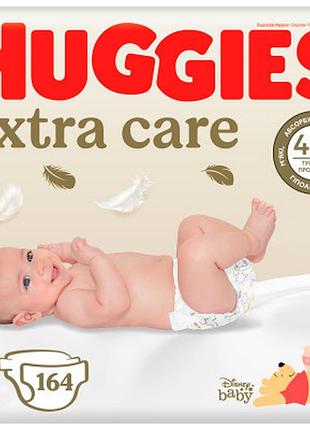 Підгузки huggies extra care 2 (3-6 кг) m-pack 164 шт (5029054234778_5029053549637)