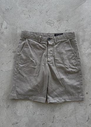 Шорты allsaints мужские брендовые w28 (twenty eight) серо-бежевые оригинал чинос хлопковые кэжуал летние винтажные с эффектом потертости