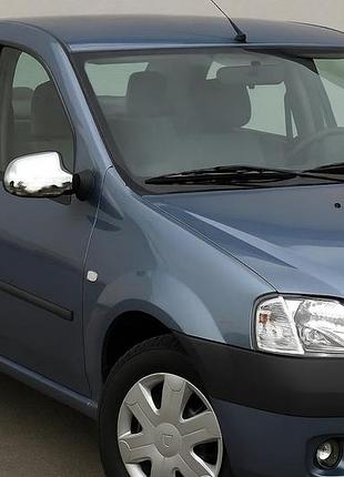 Накладки на дзеркала повні (2 шт.) abs - хромований пластик для dacia logan i 2005-2008 рр