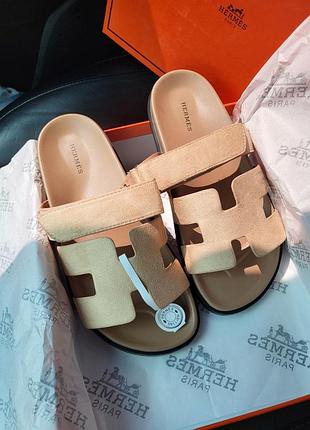 Hermes chypre suede beige sandals premium