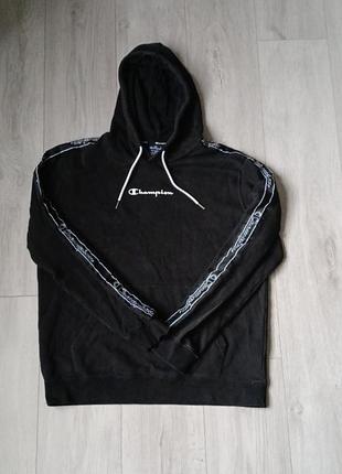 Оригинальное худи, кофта champion с лампасами (размер xl) может быть l оверсайз