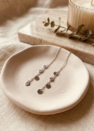 Серьги цепочки протяжки с монетками нержавеющая сталь stainless steel