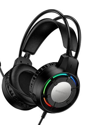 Игровые геймерские накладные наушники borofone bo112 с микрофоном и led подсветкой